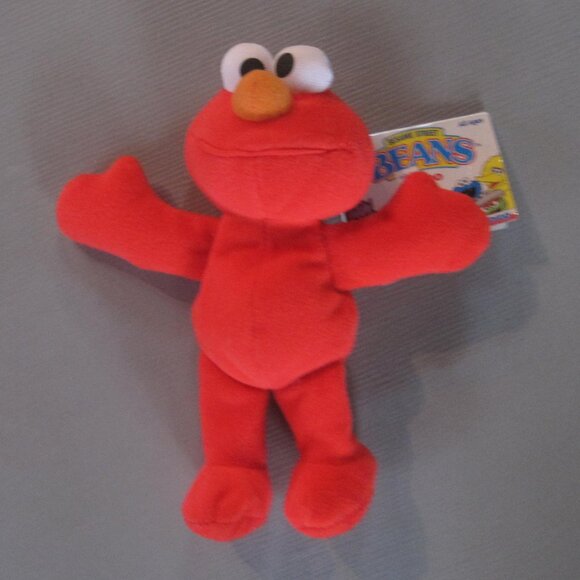 1997 Sesame Street Beans Elmo 8" Plush Tyco Bean Bag with Tag - Picture 2 of 4